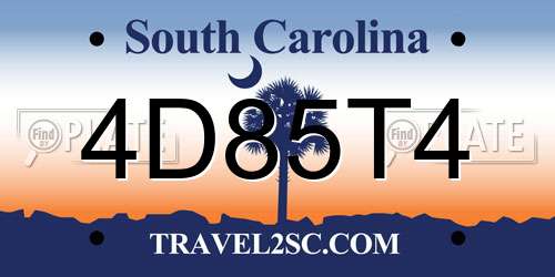 4D85T4 South Carolina License Plate