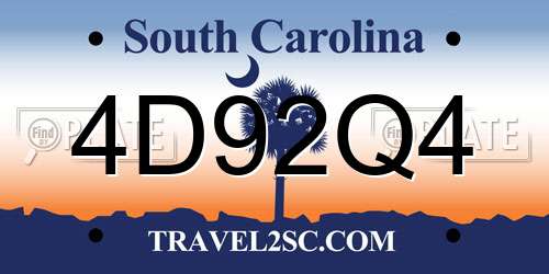 4D92Q4 South Carolina License Plate