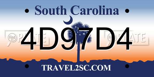 4D97D4 South Carolina License Plate