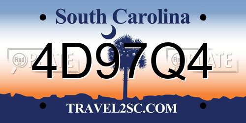 4D97Q4 South Carolina License Plate