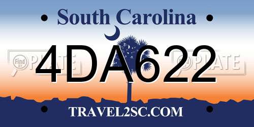 4DA622 South Carolina License Plate