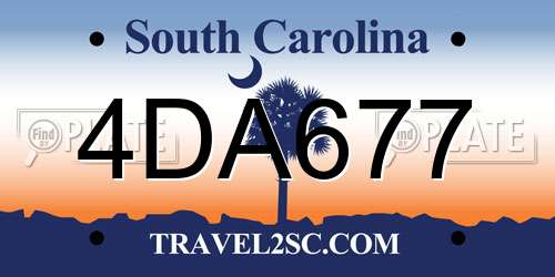 4DA677 South Carolina License Plate