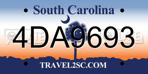 4DA9693 South Carolina License Plate