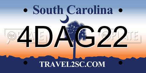4DAG22 South Carolina License Plate