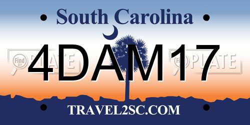 4DAM17 South Carolina License Plate