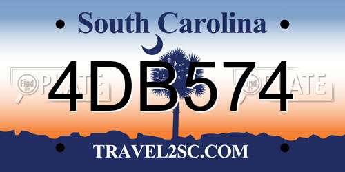 4DB574 South Carolina License Plate