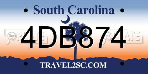 4DB874 South Carolina License Plate