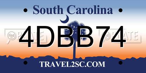 4DBB74 South Carolina License Plate
