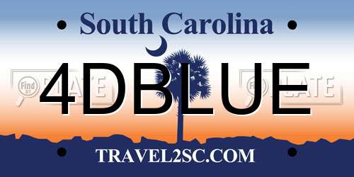 4DBLUE South Carolina License Plate