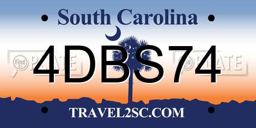 4DBS74 South Carolina License Plate