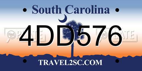 4DD576 South Carolina License Plate