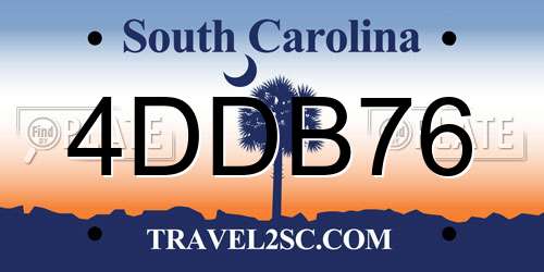 4DDB76 South Carolina License Plate