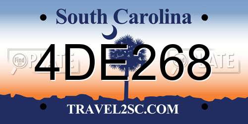 4DE268 South Carolina License Plate