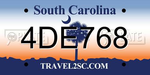 4DE768 South Carolina License Plate