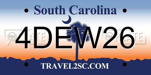 4DEW26 South Carolina License Plate