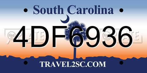 4DF6936 South Carolina License Plate
