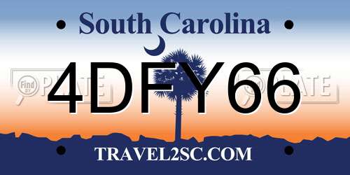 4DFY66 South Carolina License Plate