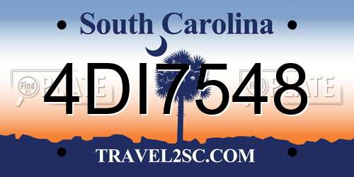 4DI7548 South Carolina License Plate