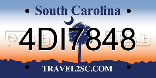 4DI7848 South Carolina License Plate