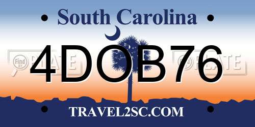 4DOB76 South Carolina License Plate