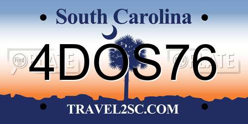 4DOS76 South Carolina License Plate