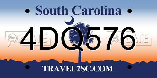 4DQ576 South Carolina License Plate