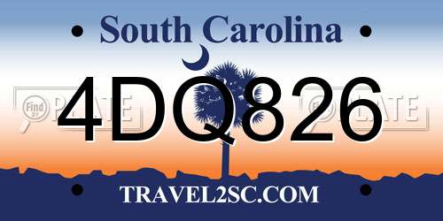 4DQ826 South Carolina License Plate