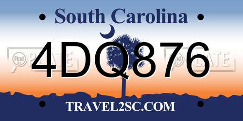 4DQ876 South Carolina License Plate