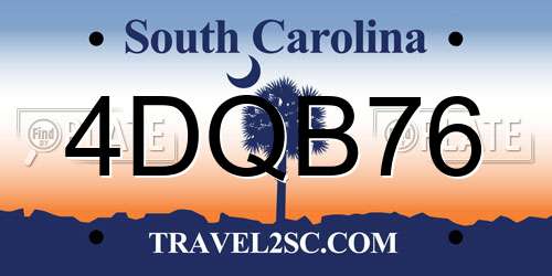 4DQB76 South Carolina License Plate