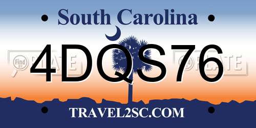 4DQS76 South Carolina License Plate