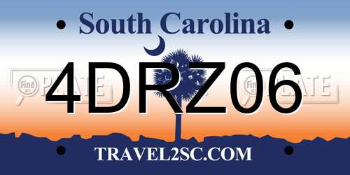4DRZ06 South Carolina License Plate