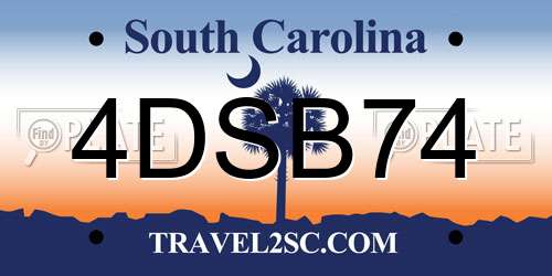 4DSB74 South Carolina License Plate