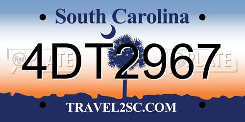 4DT2967 South Carolina License Plate