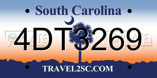4DT3269 South Carolina License Plate