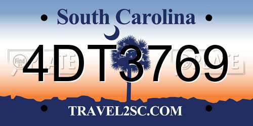 4DT3769 South Carolina License Plate