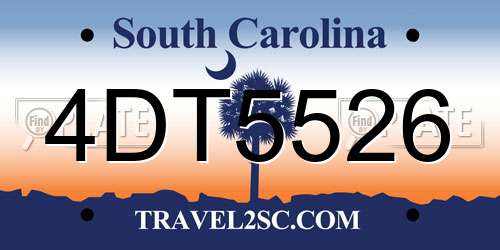 4DT5526 South Carolina License Plate