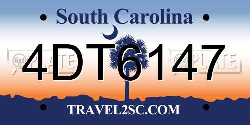4DT6147 South Carolina License Plate