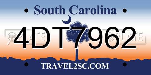 4DT7962 South Carolina License Plate