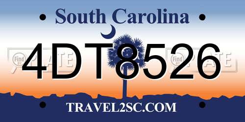 4DT8526 South Carolina License Plate