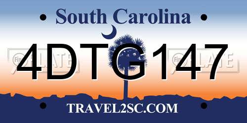 4DTG147 South Carolina License Plate