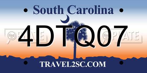4DTQ07 South Carolina License Plate