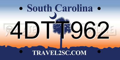 4DTT962 South Carolina License Plate
