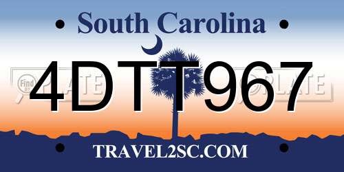 4DTT967 South Carolina License Plate