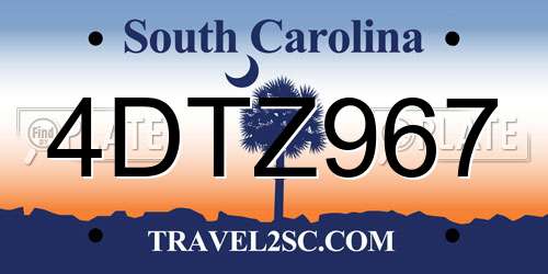 4DTZ967 South Carolina License Plate