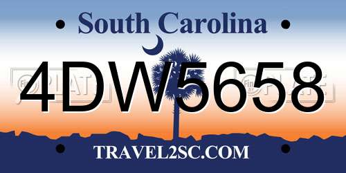 4DW5658 South Carolina License Plate