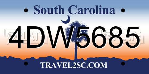 4DW5685 South Carolina License Plate