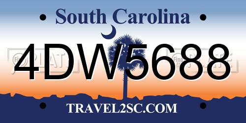 4DW5688 South Carolina License Plate
