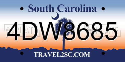 4DW8685 South Carolina License Plate