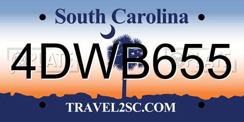 4DWB655 South Carolina License Plate