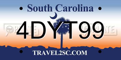 4DYT99 South Carolina License Plate